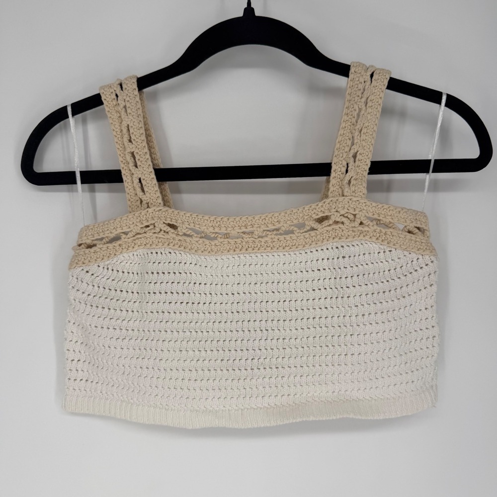 HOUSE OF HARLOW 1960 KNIT CLOUD DANCER CROP TANK MEDIUM CROCHET COTTAGECORE BOHO